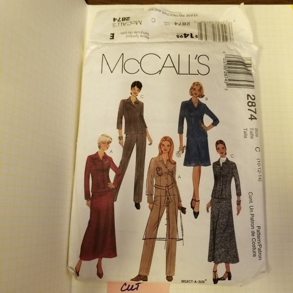 ✅2874 McCalls Misses Shirt Jacket Pants Bias Skirt - Picture 1 of 6